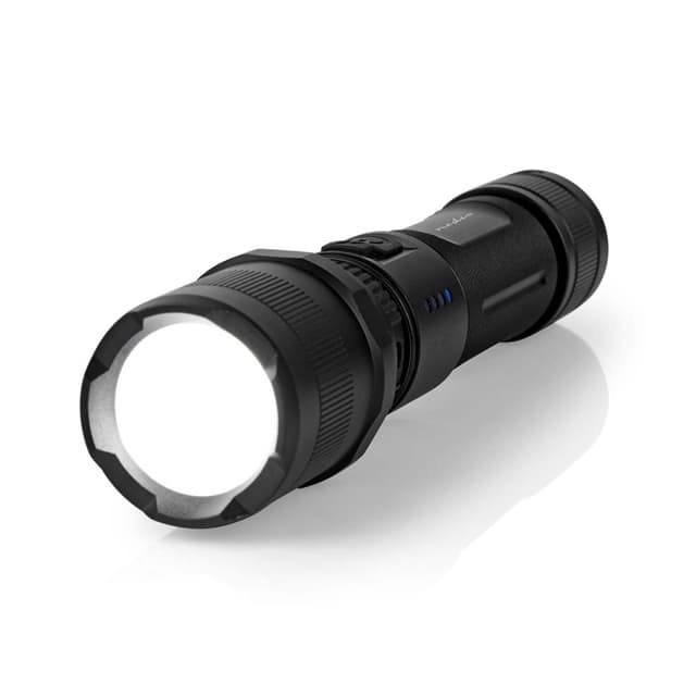 Nedis LED ficklampa | Batteridriven | 3.7 V DC | 10 W | Inbyggd litiumjon | batterier medföljer | Uppladdningsbara | Angivet ljusflöde: 1000 lm | Belysningsräckvidd: 110 m | Strålvinkel: 9.5 °