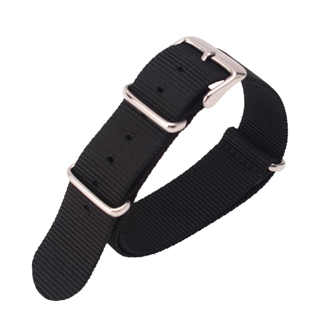 Erstatningsklokkerem nylon klokkerem 24 mm Sort