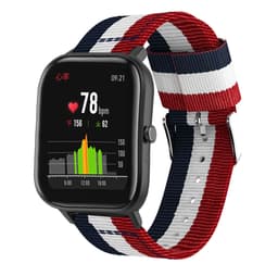 Vevd nylon klokkerem for Huami Amazfit GTS/Bip 20mm blå+hvit+rød