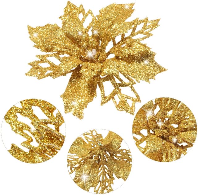 Konstgjorda blommor juldekoration 5-pack Guld