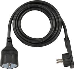 Plast skjøteledning med flat plugg (skjøteledning flat for innside med 3m kabel) sort