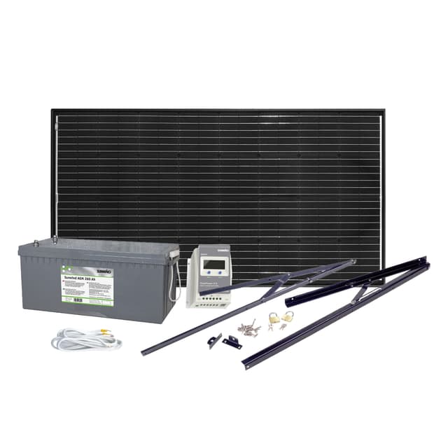 Solcelleanlegg 12V, 185 watt, AGM 260At, m/tilbehørspakke