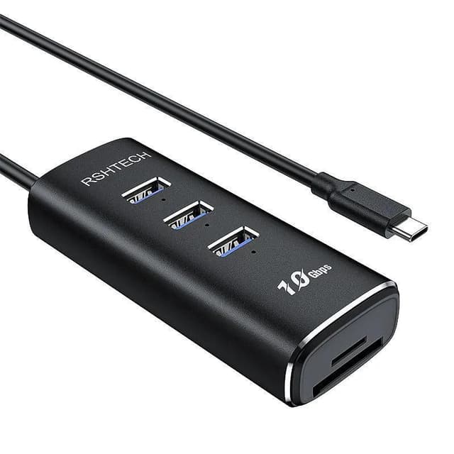 NÖRDIC Gen2 3.2 USB-C 3port Hub 10Gbps 1m kabel 3xUSB-A 1xSD 1xTF kortleser