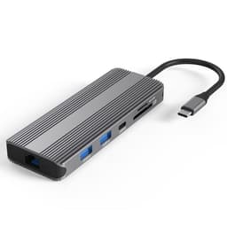 NÖRDIC 1 til 10 USB-C-dokkingstasjon 1xHDMI 8K30Hz 1xDP8K 30Hz 2xUSB3.0, 1xUSB-C, 1xRJ45 GigaLan, 1xPD 87W, 1xSD & 1xMicroSD 1xAux stereo