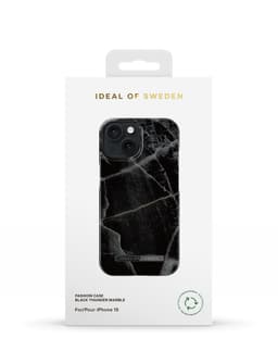 Printed Case iPhone 15 Black Thunder Marble