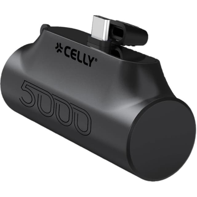 Celly PowerBank 5.000 mAh 10,5W USB-C Plug-in Svart