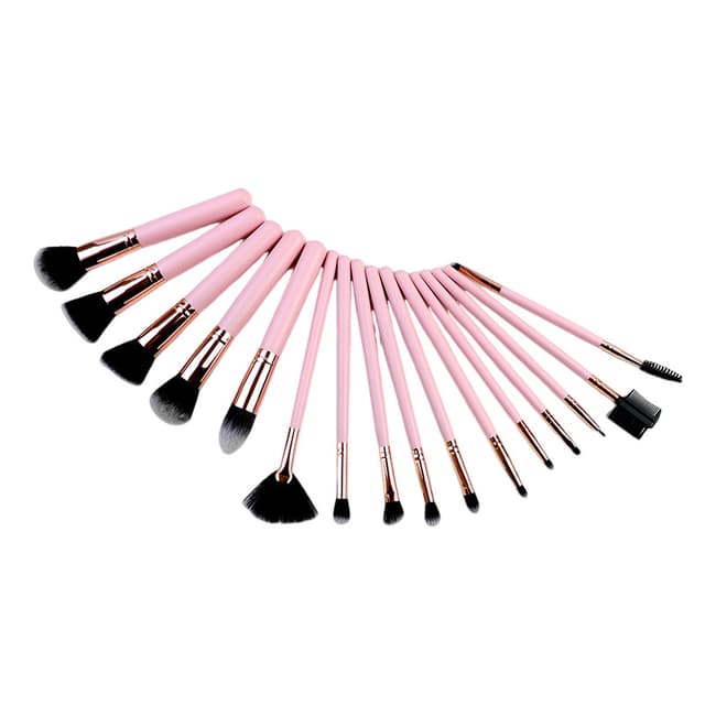 16-pack professionell makeupborstesats Rosa