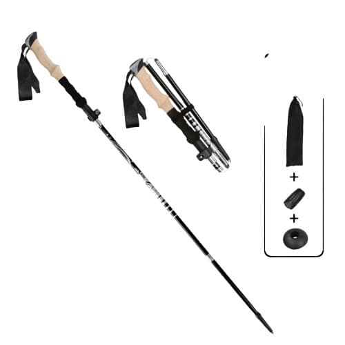 Ultralett sammenleggbar spaserstokk - 5 seksjoner 33-125 cm Sort