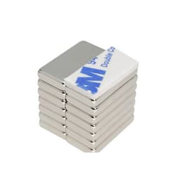 10-pak Super Stærk Firkantet Neodymium Magnets Disc med selvklæbende bagside Sølv 40 x 20 x 3 mm