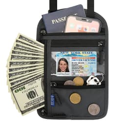 Neck Passport Wallet Monitoiminen RFID-suojaus Tummanharmaa