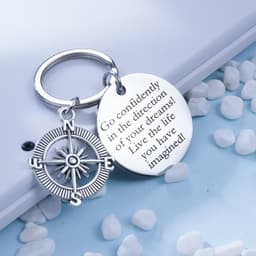 Nøglering i rustfrit stål med tekst graveret på vedhæng Sølv