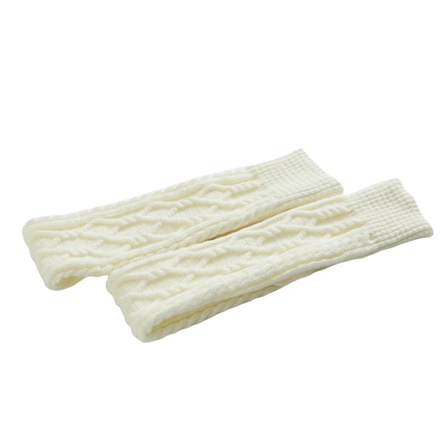 Lår høye sokker over kneet kabel Strikk støvel sokker hel fot 1 par Hvit