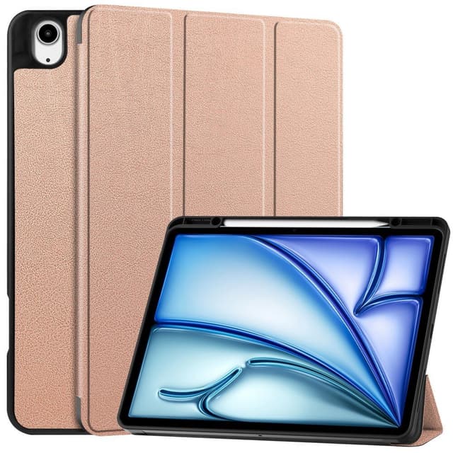 Til iPad Air 13 (2024) Slim Fit Trifoldbart deksel Pennerom - RoseGold