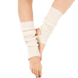 Strikk Vinter Yoga Sokker Treningssokker Tåløs Trening Danse Leg Warmers Hvit