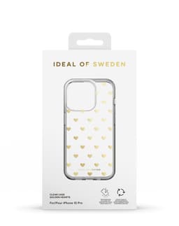 Clear Case iPhone 15 Pro Golden Hearts