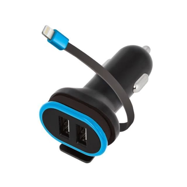 Forever Dual USB-billader CC-02 3A med iPhone 8-pinners kabel