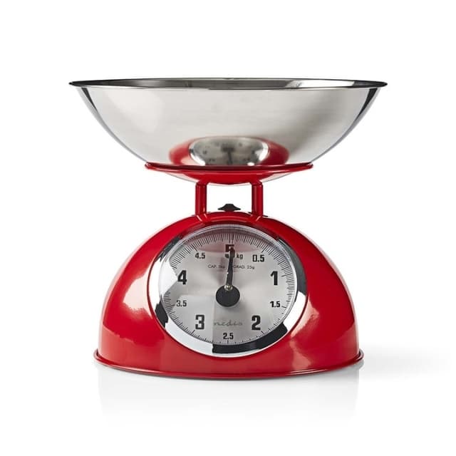 Nedis Kjøkken Scales | Analog | Rustfritt Stål | Avtakbar bolle | Rød