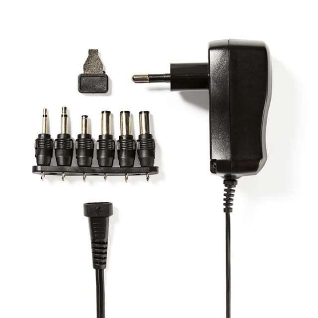 Nedis AC Yleisvirtalähde | 7.20 W | 3 / 4.5 / 5 / 6 / 7.5 / 9 / 12 V DC | 1.80 m | 1.0 A A | 6 plug(s) | Musta