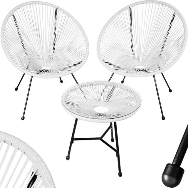 tectake 2-set Loungestol Santana med bord - vit