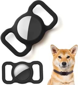 Apple AirTag deksel til hundekjede i sort silikon 2-pakning
