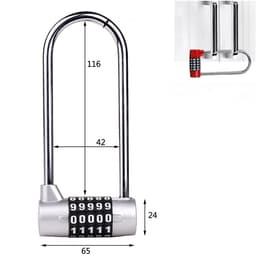 Stora förlängda skåpdörrhandtag kombinationslås, 5-siffrigt lösenord