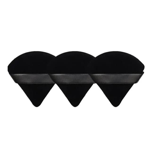 3-pakning Triangular Powder puff - Vaskbare sminkesvamper - Svamper for sminke Svart