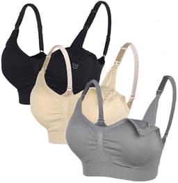3-Pak Maternity BH - Sort + Hud + Grå XL