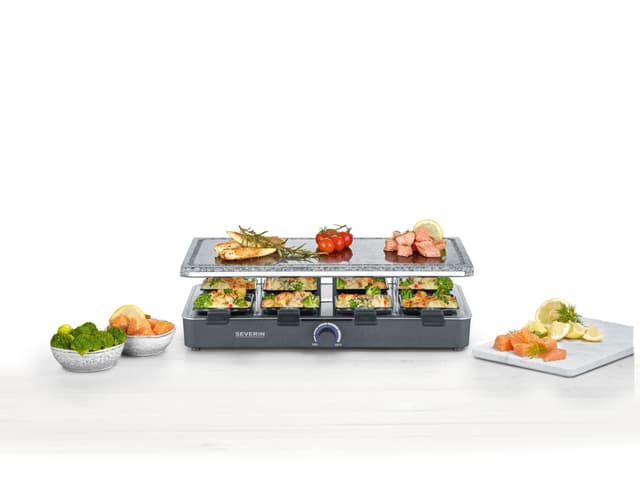 Bestron Raclette Grill met steen - 8 pannetjes - 1400W Bestron Raclette Grill met steen - 8 pannetjes - 1400W