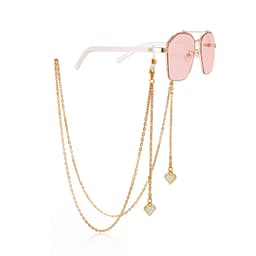 Hjerteanheng briller metallkjede Hvit