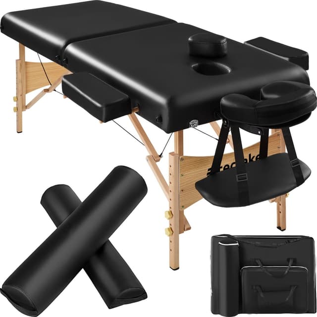 tectake 2-zons massagebänk inkl. kuddar + väska - svart