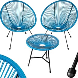 tectake 2-set Loungestol Santana med bord - blå