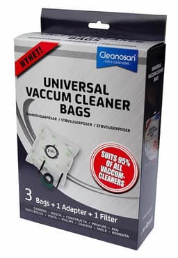 Cleanosan Universal 3-pakning støvsugerposer + adapter