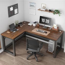 Hjørneskrivebord med sorte ben 120x140cm