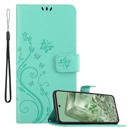 Google Pixel 8 Pungetui Cover Blomster (Turkis)