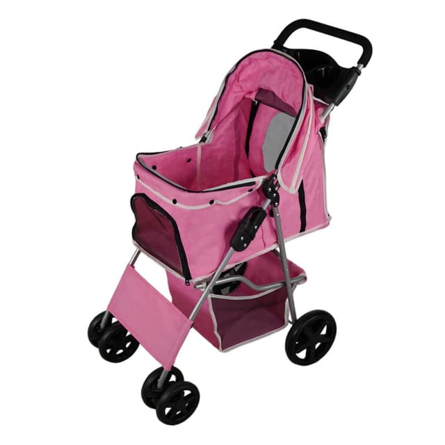 Hundvagn med Regnskydd – Rosa