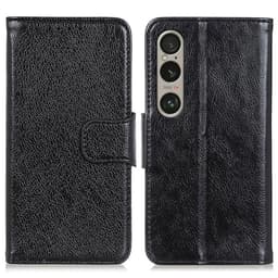 Til Sony Xperia 1 VI Tekstureret Split Pung Taske - Sort