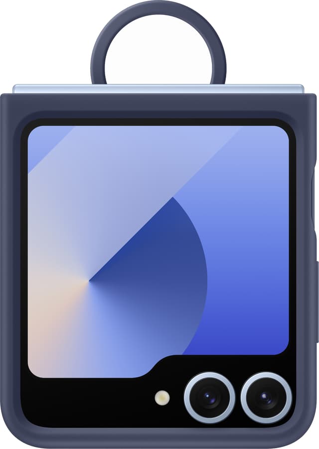 Galaxy Z Flip6 silikonfodral med ring (marinblått)