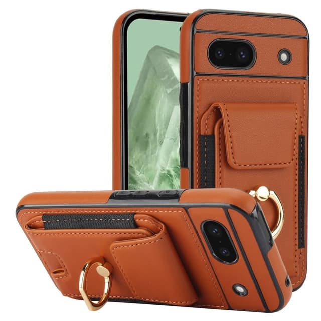 For Google Pixel 8a Kickstand Case Telefonveske med Kortspor - Brun
