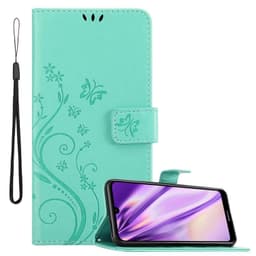 Huawei Y6 2019 lommebokdeksel Blomster deksel (turkis)