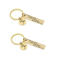 Nøkkelring ""Drive Safe"" rustfritt stål 2-pak Gull