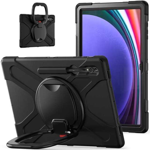 SKALO Samsung Tab S9 Ultra Extra Stöttåligt Armor 360 Handtag/Stativ Skal - Svart