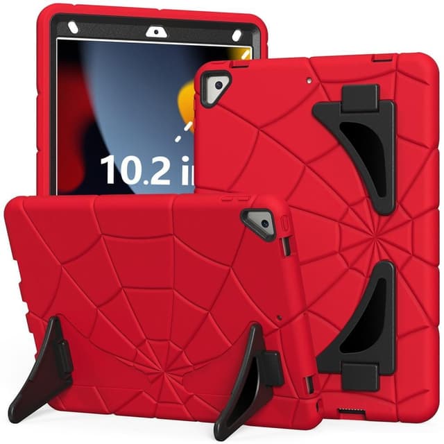 SKALO iPad 10.2 Hämähäkinseitit lasten kuoriin - Punainen-Musta