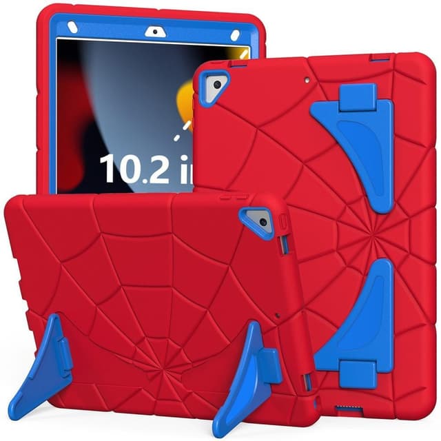 SKALO iPad 10.2 Hämähäkinseitit lasten kuoriin - Punainen-Sininen