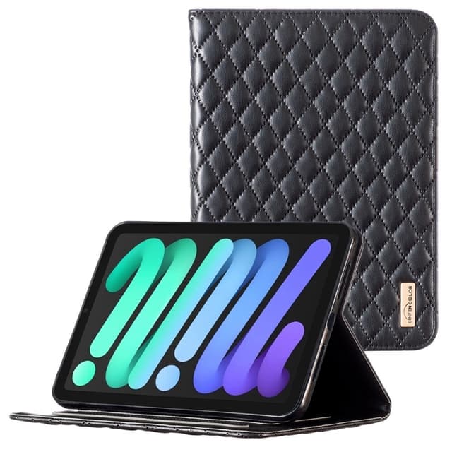 SKALO iPad Mini (2021) BINFEN COLOR Quiltat Fodral - Svart