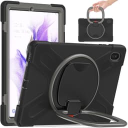 SKALO Samsung Tab S7 FE Extra Shockproof Armor 360 Kahva/Tripod Suojakuori - Harmaa