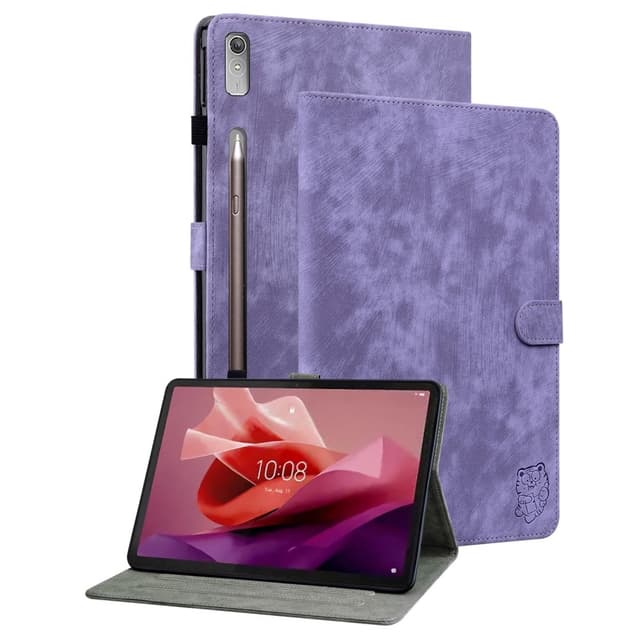 SKALO Lenovo Tab P12 Cute Tiger PU-Läder Fodral - Lila