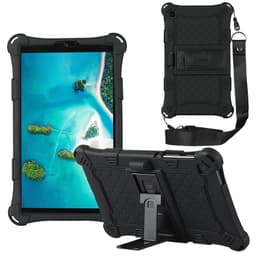 SKALO Samsung Tab A7 Lite Shock Resistant Armor Silicone Kuori olkahihnalla - Musta