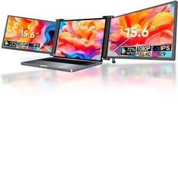 NÖRDIC doble bærbare 15.6""-skjermer med teleskopstativ for bærbar PC 15-17,3"", FHD 1080P, Mac/Windows, USB-C tilkobling