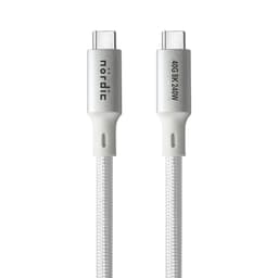 NÖRDIC 50 cm USB4 USB-C–C nylonpunoskaapeli PD3.1, 240 W pikalataus 40G 8K60Hz 4K120Hz 5K60Hz 2x4K60Hz Emarker
