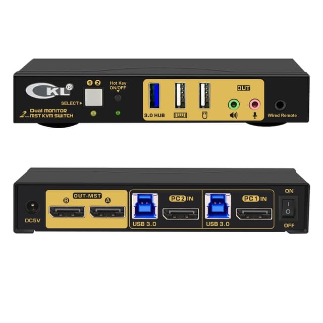 NÖRDIC KVM 2x2-svitsj Dual MST Monitor Displayport 4K60Hz